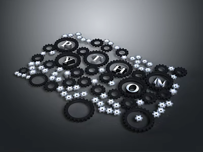 Industrial Equipment Components Featuring Black Gears And Small White Gears Forming INDUSTRY Letters 3d model