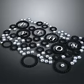 Industrial Equipment Components Featuring Black Gears And Small White Gears Forming INDUSTRY Letters