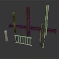 Wooden Structural Components Featuring Posts Railings And Connected Parts