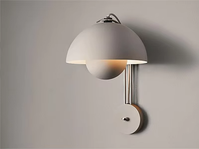 Modern White Round Shade Wall Mounted Lamp for Minimalist Interior Design 3d model
