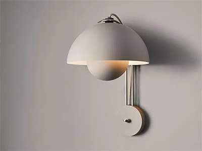 Modern White Round Shade Wall Mounted Lamp for Minimalist Interior Design 3d model