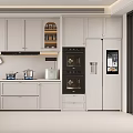 Modern Kitchen Interior With White Cabinetry Glass Door Cabinets And Appliances