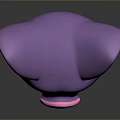 Purple Pig Shaped Toy With Pink Ears Nose And Black Eyes On Black Background