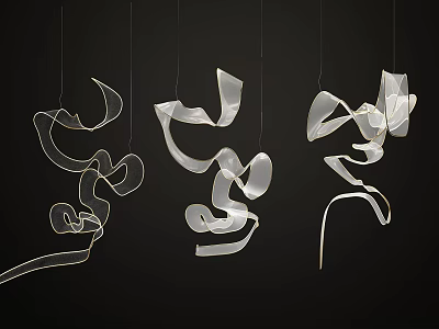 Abstract Chandeliers With Modern Artistic Flowing Curved Shapes Hanging In Interior Decor 3d model