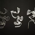 Abstract Chandeliers With Modern Artistic Flowing Curved Shapes Hanging In Interior Decor