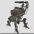 Military Camouflage Mechanical Robot With Mechanical Legs Weapon System And Tactical Structure 3d model