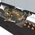 Modern Commercial Street Design With Outdoor Seating Pedestrian Walkway Pavilions And Landscaping