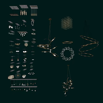 Light luxury lamps combined with lamps and lanterns ceiling 3d model