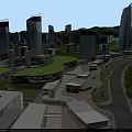 Urban Aerial Planning With High Rise Buildings Roads Water Bodies Island And Green Spaces