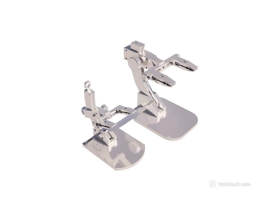 Silver Metal Industrial Equipment Clamp Bracket With Mechanical Structure Design 3d model 