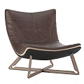 Modern Brown Leather Accent Chair With Stitched Details Sleek Metal Frame And Comfortable Design
