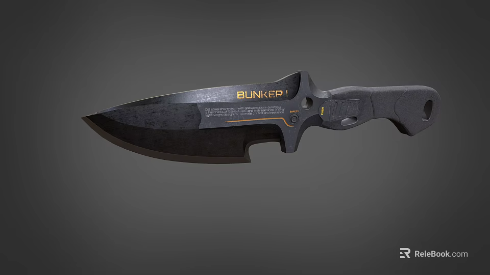 BUNKER Premium Quality Tactical Utility Knife With Black Blade And Ergonomic Grip Handle 3d model 