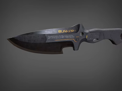 BUNKER Premium Quality Tactical Utility Knife With Black Blade And Ergonomic Grip Handle 3d model