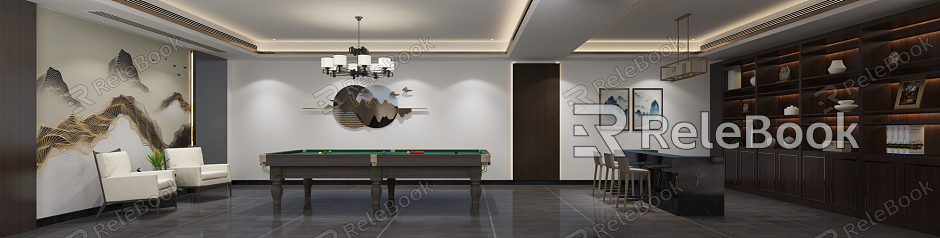 New Chinese Entertainment Room Billiards Room model