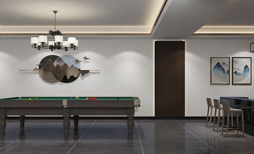 New Chinese Entertainment Room Billiards Room 3d model