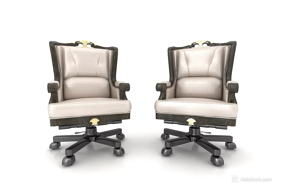 Executive Leather Office Chairs With High Back Swivel Base And Ergonomic Design 3d model 