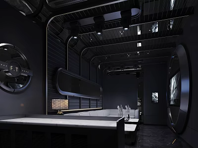 Modern KTV Interior Design With Stylish Lighting Leather Sofa And Contemporary Decor 3d model