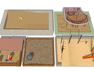 Outdoor Playground Equipment With Sandpit Climbing Net Slide And Sand Area 3d model