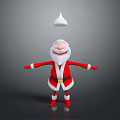 Cheerful Santa Claus With Open Arms Balancing Snowman Figure On Head