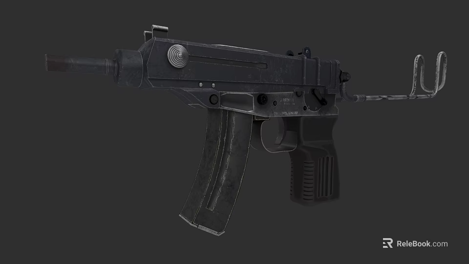 Black Tactical Assault Rifle With Detachable Magazine And Ergonomic Grip 3d model 