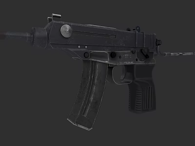 Black Tactical Assault Rifle With Detachable Magazine And Ergonomic Grip 3d model