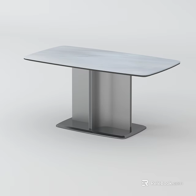 Modern Dining Table With Smooth Marble Top And Sleek Metal Legs Design 3d model