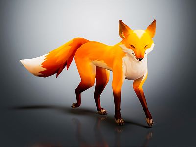 Modern fox cartoon fox 3d model