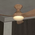 Modern Indoor Air Conditioner Fan With Wooden Blades And Ceiling Light Design