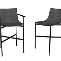 Modern Black Leather Bar Stools With Armrests And Metal Frame Design 3d model