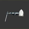 Full Body Blue Medieval Armor With Metallic Texture And Sword In Standing Pose