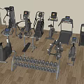 Fitness Equipment Collection With Treadmills Dumbbells Exercise Bikes And Weight Racks