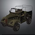Vintage Military Green Off Road Vehicle With Open Top And Large Tires