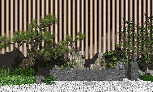 New Chinese style landscape sketch courtyard landscape sketch landscape tree 3d model