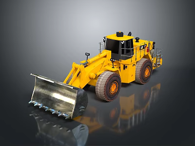 Yellow Construction Loader With Large Front Bucket And Heavy Duty Tires 3d model