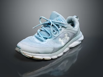 Light Blue Under Armour Sports Shoes With Lace Up Design And White Sole 3d model