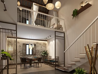 Modern Entertainment Room Interior Design With Open Layout Cozy Seating And Decorative Lights 3d model
