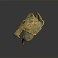 Elegant Verdigris and Golden Dragon Head Sculpture with Intricate Decorative Details