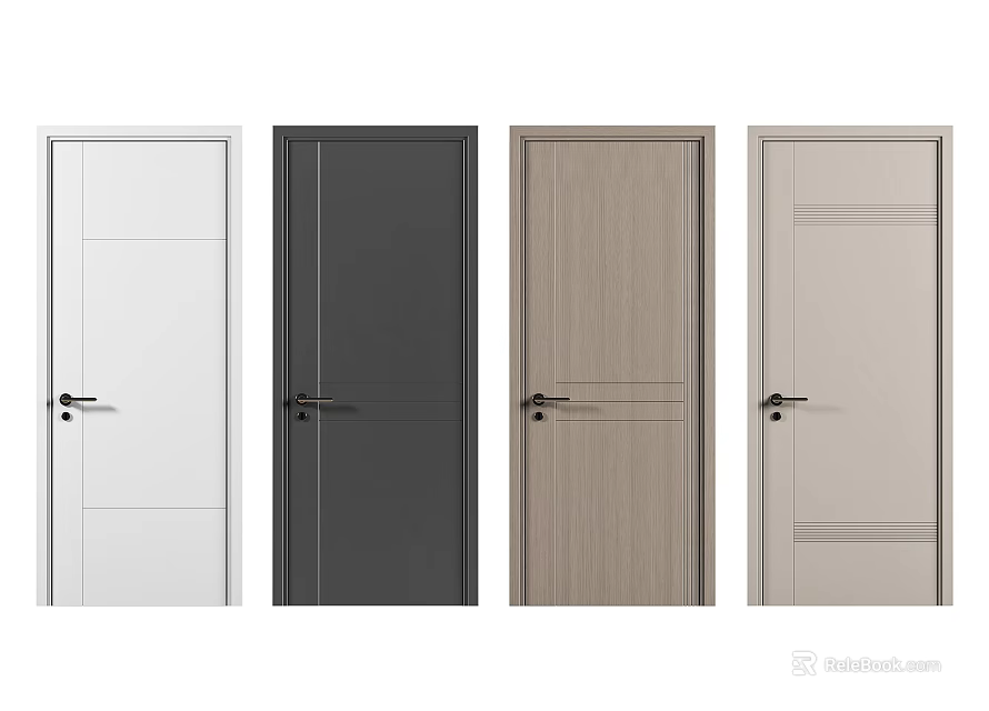 Hinged Doors With Various Colors And Modern Panel Designs For Home Interior 3d model