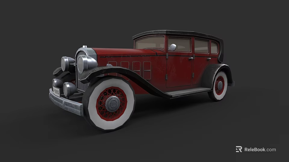 Vintage Red Classic Car With Chrome Details And White Wheels Design 3d model 