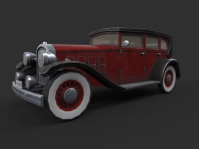 Vintage Red Classic Car With Chrome Details And White Wheels Design 3d model