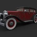 Vintage Red Classic Car With Chrome Details And White Wheels Design