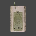 Military Tank Weapon With Green Paint Long Cannon Tracks And Machine Gun