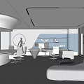Modern Bright Office Interior Design With Round Meeting Table Ergonomic Chairs Sofa And Large Windows