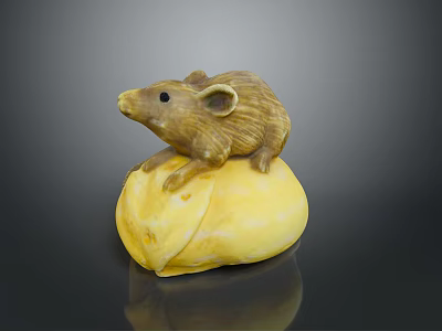 Brown Cartoon Mouse Game Movie Character Sitting On Yellow Object With Black Background 3d model