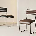 Modern Dining Chairs With Leather Seats And Metal Frames In Black Brown