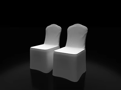 Two White Modern Office Chairs With Sleek Upholstered Design Against Black Background 3d model