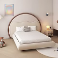 Cozy Kids Room Interior with Round Headboard Bed Teddy Bear Colorful Art and Animal Rug