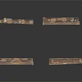 Rustic Brown Wooden Structures With Slats And Natural Wood Grain On White Background