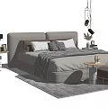Modern Double Bed Interior Design with Upholstered Headboard Bedside Tables and Decorative Pillows