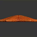 Red Starfish As Aquatic Animal With Vibrant Color And Yellow Spots On Shiny Surface